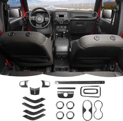 RT-TCZ Interior Trim Kit Cover Center Console Decoration Accessories Compatible with Jeep Wrangler JK JKU 2011-2018 4 Door 18PCS,Blue in Saudi Arabia