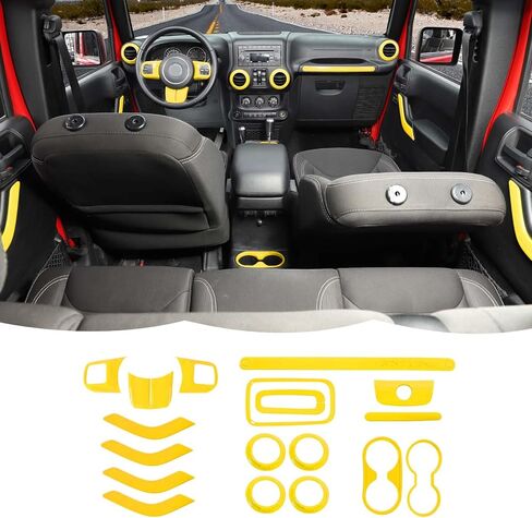 RT-TCZ Interior Trim Kit Cover Center Console Decoration Accessories Compatible with Jeep Wrangler JK JKU 2011-2018 4 Door 18PCS,Blue in Saudi Arabia
