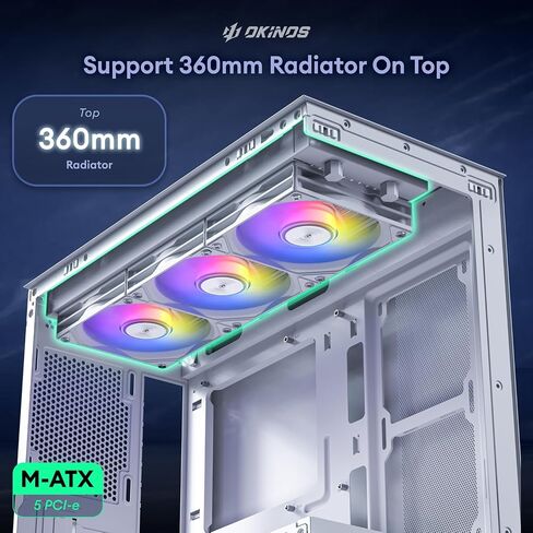 Aqua 5, Micro ATX Case, MATX PC Case with 3 * 120mm ARGB Fan Pre-Installed, Panoramic View Tempered Glass Front & Side Panel, with Type C Port, Black in Saudi Arabia