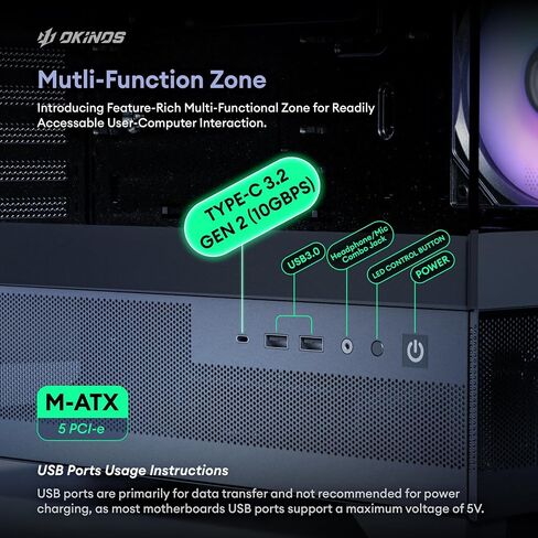 Aqua 5, Micro ATX Case, MATX PC Case with 3 * 120mm ARGB Fan Pre-Installed, Panoramic View Tempered Glass Front & Side Panel, with Type C Port, Black in Saudi Arabia