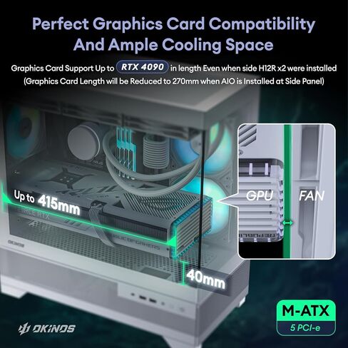 Aqua 5, Micro ATX Case, MATX PC Case with 3 * 120mm ARGB Fan Pre-Installed, Panoramic View Tempered Glass Front & Side Panel, with Type C Port, Black in Saudi Arabia