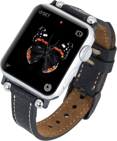 Venito Foggia Leather Watch Band Compatible with Apple Watch Series 1, 2, 3, 4, 5, 6, 7, SE, w/Stainless Steel Hardware in Saudi Arabia