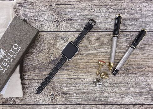 Venito Foggia Leather Watch Band Compatible with Apple Watch Series 1, 2, 3, 4, 5, 6, 7, SE, w/Stainless Steel Hardware in Saudi Arabia