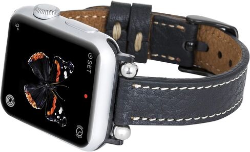 Venito Foggia Leather Watch Band Compatible with Apple Watch Series 1, 2, 3, 4, 5, 6, 7, SE, w/Stainless Steel Hardware in Saudi Arabia