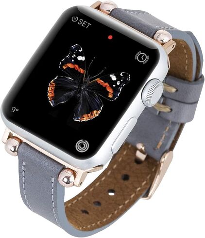Venito Foggia Leather Watch Band Compatible with Apple Watch Series 1, 2, 3, 4, 5, 6, 7, SE, w/Stainless Steel Hardware in Saudi Arabia