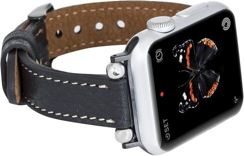 Venito Foggia Leather Watch Band Compatible with Apple Watch Series 1, 2, 3, 4, 5, 6, 7, SE, w/Stainless Steel Hardware in Saudi Arabia