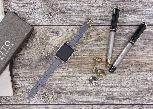 Venito Foggia Leather Watch Band Compatible with Apple Watch Series 1, 2, 3, 4, 5, 6, 7, SE, w/Stainless Steel Hardware in Saudi Arabia