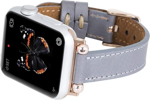 Venito Foggia Leather Watch Band Compatible with Apple Watch Series 1, 2, 3, 4, 5, 6, 7, SE, w/Stainless Steel Hardware in Saudi Arabia