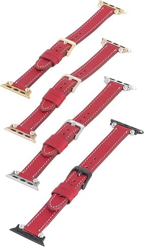 سوار ساعة Venito Foggia من الجلد متوافق مع سلسلة ساعات Apple 1، 2، 3، 4، 5، 6، 7، SE، مع أجزاء من الفولاذ المقاوم للصدأ in Kuwait