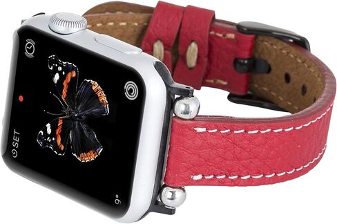 سوار ساعة Venito Foggia من الجلد متوافق مع سلسلة ساعات Apple 1، 2، 3، 4، 5، 6، 7، SE، مع أجزاء من الفولاذ المقاوم للصدأ in Kuwait