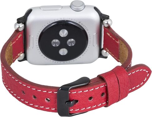 سوار ساعة Venito Foggia من الجلد متوافق مع سلسلة ساعات Apple 1، 2، 3، 4، 5، 6، 7، SE، مع أجزاء من الفولاذ المقاوم للصدأ in Kuwait