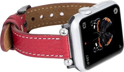 سوار ساعة Venito Foggia من الجلد متوافق مع سلسلة ساعات Apple 1، 2، 3، 4، 5، 6، 7، SE، مع أجزاء من الفولاذ المقاوم للصدأ in Kuwait