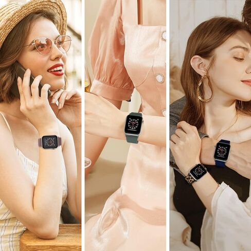 [5 عبوات] سوار ساعة قابل للتمدد متوافق مع ساعة Apple 38 مم 40 مم 42 مم 41 مم 44 مم 45 مم للنساء حزام نحيف ناعم قابل للتعديل أساور رياضية مرنة مضفرة لسلسلة iWatch 7/6/5/4/3/2/1/SE in Kuwait
