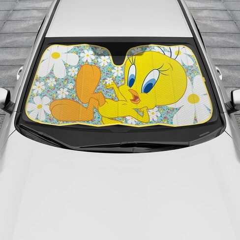 BDK Tweety Bird 3PC Front & Rear Car Floor Mats with Windshield Auto Shade, Accordion Folding Auto Sunshade for Car Truck SUV-Blocks UV Rays Sun Visor Protector, Keeps Your Vehicle Cool-58 x 27 Inch in Saudi Arabia