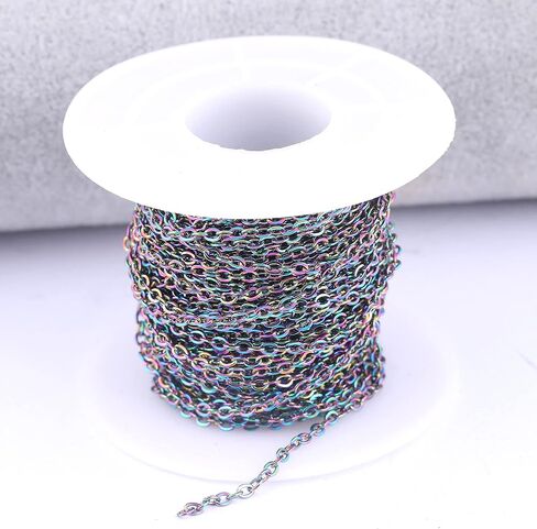 Reidgaller 30feet Stainless Steel Rainbow Necklace Chains Bulk DIY for Jewelry Making Supplies with Jump Rings 2x2.5mm in Saudi Arabia