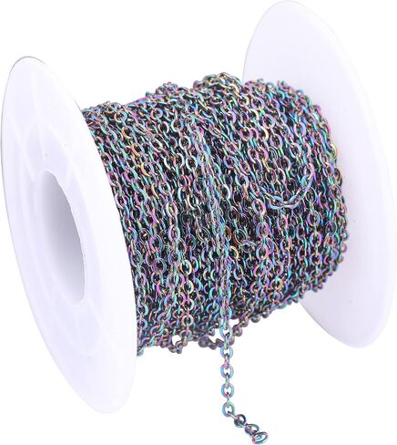 Reidgaller 30feet Stainless Steel Rainbow Necklace Chains Bulk DIY for Jewelry Making Supplies with Jump Rings 2x2.5mm in Saudi Arabia