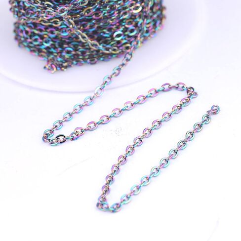 Reidgaller 30feet Stainless Steel Rainbow Necklace Chains Bulk DIY for Jewelry Making Supplies with Jump Rings 2x2.5mm in Saudi Arabia
