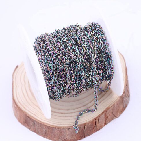 Reidgaller 30feet Stainless Steel Rainbow Necklace Chains Bulk DIY for Jewelry Making Supplies with Jump Rings 2x2.5mm in Saudi Arabia