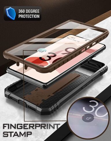 حافظة Poetic Revolution متوافقة مع هاتف Pixel 6 5G، حافظة حماية متينة مقاومة للصدمات لكامل الجسم مع مسند، واقي شاشة مدمج يعمل مع معرف بصمة الإصبع، أسود in Kuwait