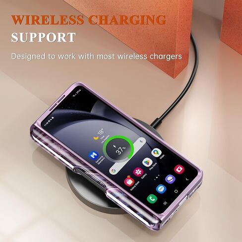 حافظة GVIEWIN رخام لهاتف Samsung Galaxy Z Fold 5، مع فتحة قلم S مدمجة، وغطاء عدسة الكاميرا المنزلقة، وواقي الشاشة، وحماية المفصلات، وغطاء هاتف Fold5 لحماية كامل الجسم 2023 (الرمال المتحركة/الأرجواني) in Kuwait