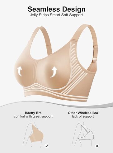 Baetty Seamless Bras for Women Full Coverage, Jelly Strip Wireless Bra for Women with Support, Ultra Comfortable Cotton Bra in Saudi Arabia