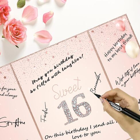 بديل كتاب ضيف عيد الميلاد 16 من vlipoasn، زينة عيد ميلاد ذهبية حلوة 16 للفتيات، كتاب توقيع زينة عيد الميلاد السادس عشر، هدية عيد ميلاد إبداعية حلوة 16 للفتيات in Kuwait