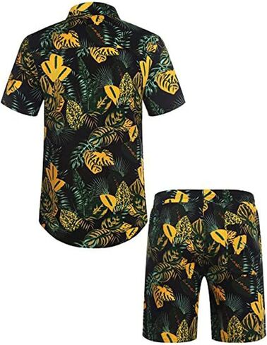 Cromoncent Men's Hawaiian 2 Piece Sets Short Sleeve Button Down Shirts and Shorts Printed Vacation Outfits in Saudi Arabia