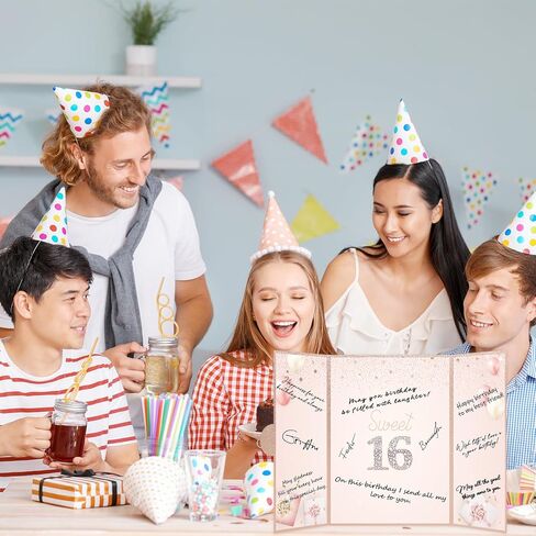 بديل كتاب ضيف عيد الميلاد 16 من vlipoasn، زينة عيد ميلاد ذهبية حلوة 16 للفتيات، كتاب توقيع زينة عيد الميلاد السادس عشر، هدية عيد ميلاد إبداعية حلوة 16 للفتيات in Kuwait