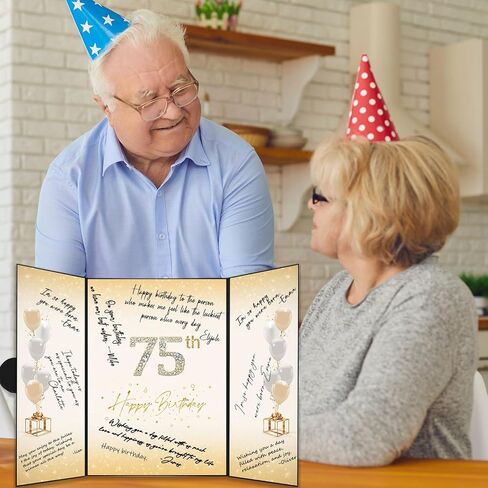 Crenics زينة عيد الميلاد الخامس والسبعين للرجال والنساء، بديل كتاب ضيف عيد الميلاد الخامس والسبعين الإبداعي، كتاب توقيع عيد الميلاد الخامس والسبعين 18 × 12 بوصة، هدايا رائعة لعيد الميلاد الخامس والسبعين in Kuwait