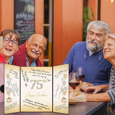 Crenics زينة عيد الميلاد الخامس والسبعين للرجال والنساء، بديل كتاب ضيف عيد الميلاد الخامس والسبعين الإبداعي، كتاب توقيع عيد الميلاد الخامس والسبعين 18 × 12 بوصة، هدايا رائعة لعيد الميلاد الخامس والسبعين in Kuwait