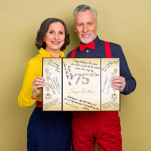 Crenics زينة عيد الميلاد الخامس والسبعين للرجال والنساء، بديل كتاب ضيف عيد الميلاد الخامس والسبعين الإبداعي، كتاب توقيع عيد الميلاد الخامس والسبعين 18 × 12 بوصة، هدايا رائعة لعيد الميلاد الخامس والسبعين in Kuwait