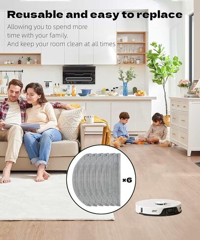 6 قطع ممسحة قماشية لمكنسة Roborock S8 Pro Ultra Robot، ملحقات استبدال وسادة التطهير المصنوعة من الألياف الدقيقة القابلة لإعادة الاستخدام، مع وحدات اهتزازات صوتية مزدوجة in Kuwait