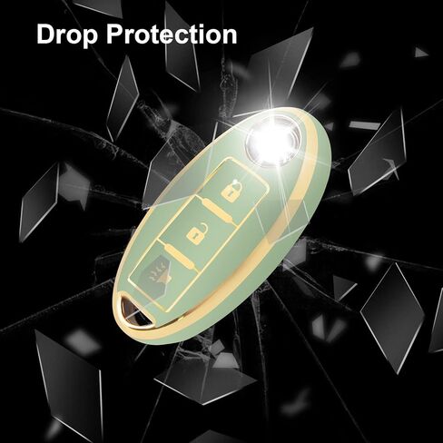 3 Button Key Fob Cover for Altima Armada Maxima Murano Pathfinder Rogue Infiniti, Soft TPU Key Case Shell with Leather Keychain Full Key Protector, Black in Kuwait