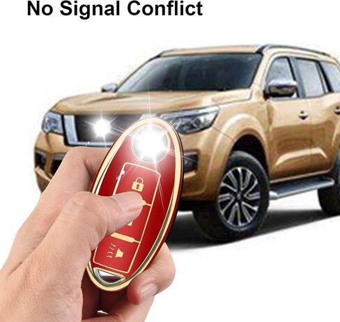 3 Button Key Fob Cover for Altima Armada Maxima Murano Pathfinder Rogue Infiniti, Soft TPU Key Case Shell with Leather Keychain Full Key Protector, Black in Kuwait