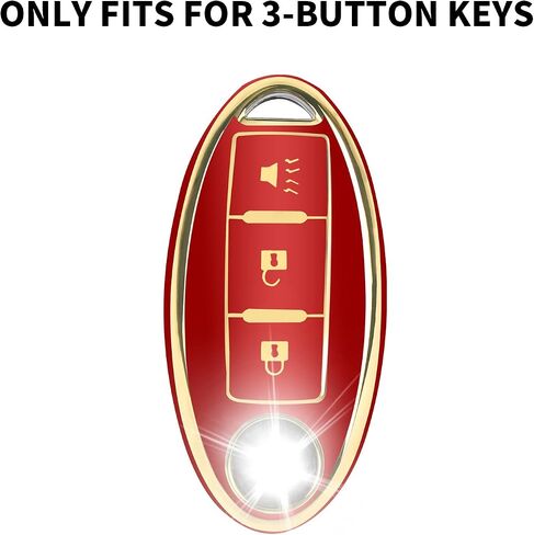 3 Button Key Fob Cover for Altima Armada Maxima Murano Pathfinder Rogue Infiniti, Soft TPU Key Case Shell with Leather Keychain Full Key Protector, Black in Kuwait