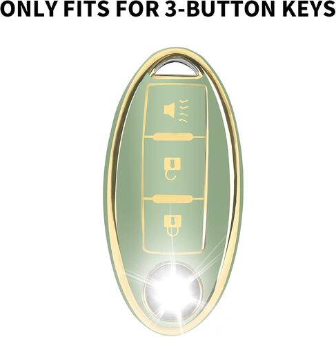 3 Button Key Fob Cover for Altima Armada Maxima Murano Pathfinder Rogue Infiniti, Soft TPU Key Case Shell with Leather Keychain Full Key Protector, Black in Kuwait