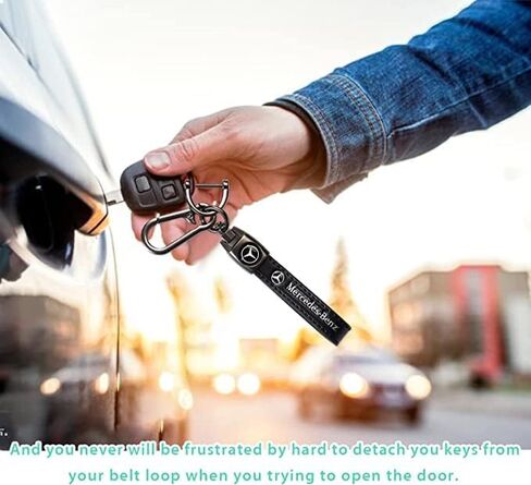 Key Chain, 2pcs Keychains for Women Men, Universal Leather Car Key Chain Holder Key Fob Keyring 360 Degree Rotatable, Anti-Lost D-Ring for Car/Motorcycle/Truck/Home, Black in Saudi Arabia