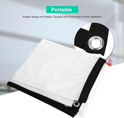 100inch 16:9 HD Projector Screen, Projector Screen Curtain 3D Film Portable Projector Screen Curtain Wall Mount White Projector Screen Movie Screens for Projector(100in) in Kuwait