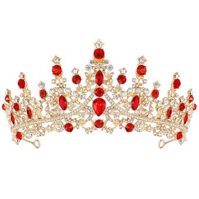 CURASA Gold + Green Crystal Queen Crown Gorgeous Tiaras for Women Princess Crown for Girls Birthday Crown for Women Tiara for Wedding Prom Costume Jewelry Hair Accessories for Women