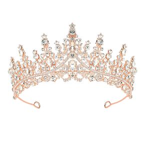 CURASA Gold + Green Crystal Queen Crown Gorgeous Tiaras for Women Princess Crown for Girls Birthday Crown for Women Tiara for Wedding Prom Costume Jewelry Hair Accessories for Women