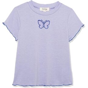Speechless Girls' Short Sleeve Lettuce Edge Graphic Knit T-Shirt
