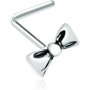 Freedom Fashion Cutesy Bow-Tie L-Bend 316L حلقة مسمار فولاذية جراحية للأنف in Kuwait