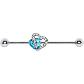 Covet Jewelry 316L Stainless Steel Double Hearts Industrial Barbell
