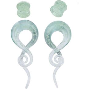 Changgaijewelry Glow in the Dark Glass Spiral Tapers Kit with Plugs 4 Pieces Plugs Set (4g(5mm))