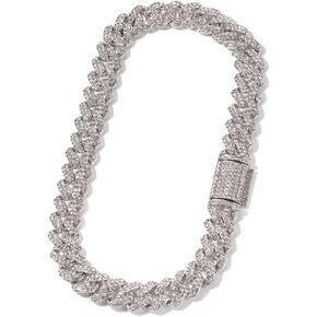 Funpaarrot Mens Cuban Link Chain Silver/Gold 16"18"20"22"24"Necklace Iced Out Miami Thick Chain For Women Bling Rhinestone Cut Cuban Link Chains For Men Hip Hop Jewelry