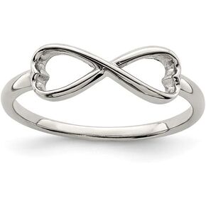 Solid 925 Sterling Silver Infinity Love Knot Symbol Heart Ring Band