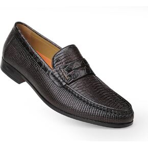 Mens Genuine Dress Shoes, Premium Crocodile Print Leather Slip-on Casual Shoes Penny Loafers for Mens, Black