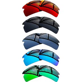 MYCOURAG 5 Pairs Replacement Lenses for Oakley Flak 2.0 XL OO9188 Sunglasses - Solid Black+Emerald+Ice Blue+Fire Red+Titanium