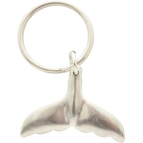 Whale Tail Keychain, Key Fob, Key Ring, Pewter Key Chain, M640KC Handmade in the USA, Antiqued Finish,