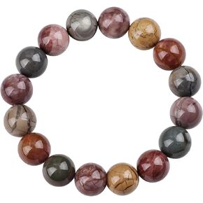 ZPMMPZ Agate Beads Bracelet for Women 14/12mm Gobi Agate stone 15-16 Round Beads Bracelet Birthday Christmas Jewelry Gifts